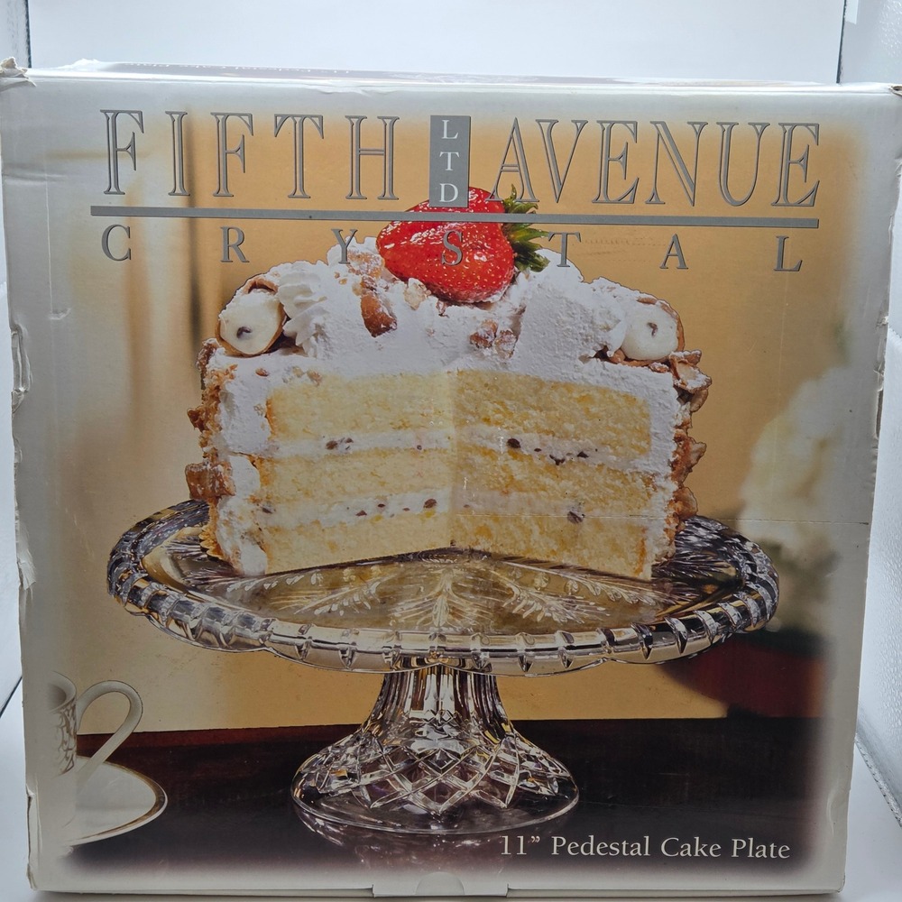 Fifth Avenue Crystal Vintage Portico 11" Pedestal Cake Plate 24% Lead Crystal